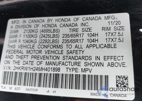2021 Honda Cr-V 2Wd Lx from USA, damaged, VIN 2HKRW1H24MH401898